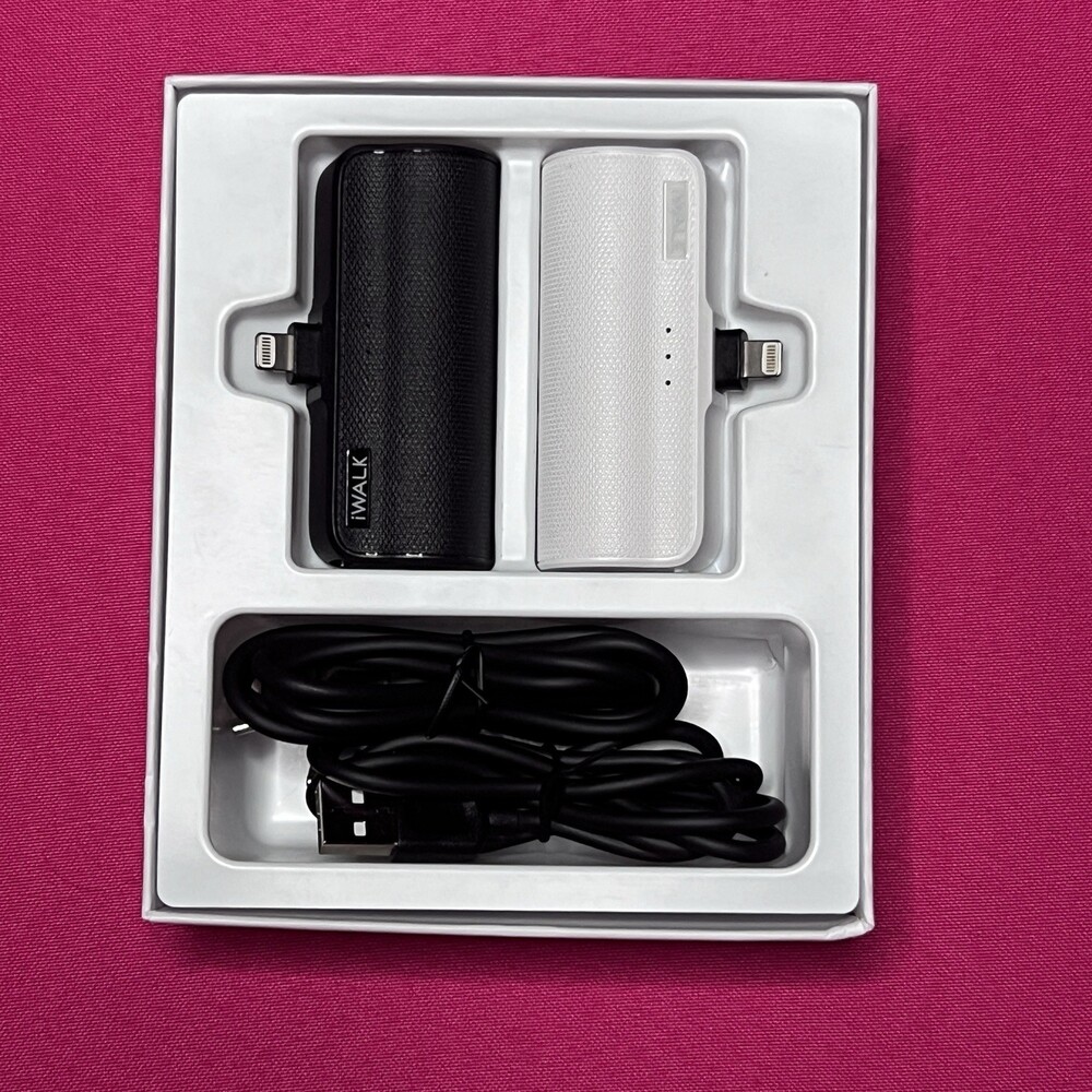 iWALK Small Portable Charger 2 Pk Black White Mini Power Bank iPhone Open Box